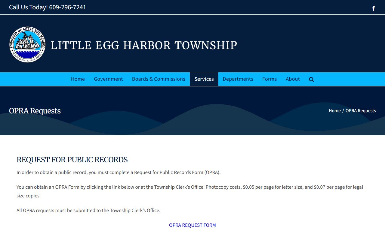 Berkeley Heights Township Clerk OPRA request page for people search records