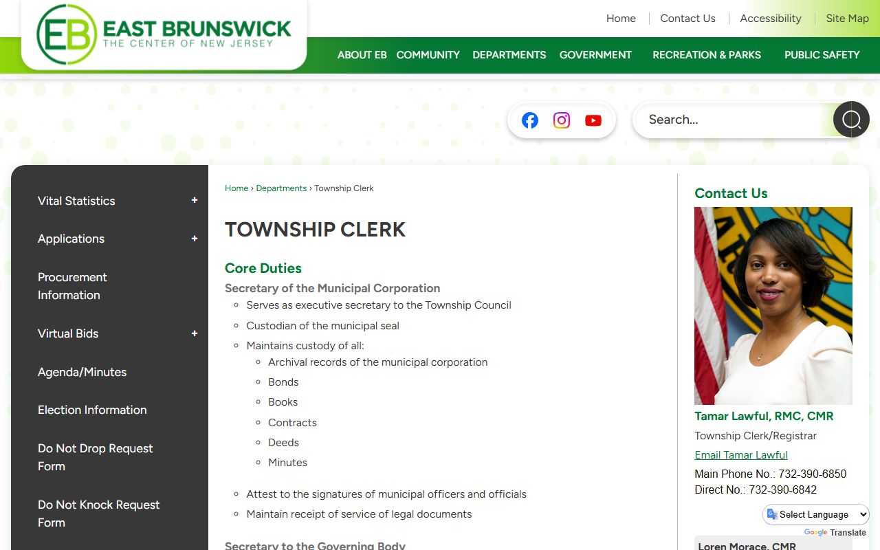 East Brunswick Township Clerk OPRA page for people search records