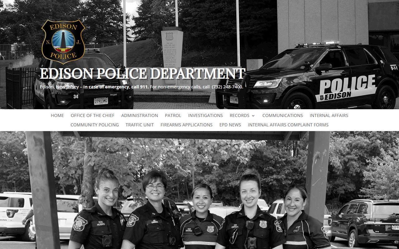 Edison Police Records Bureau page for people search records