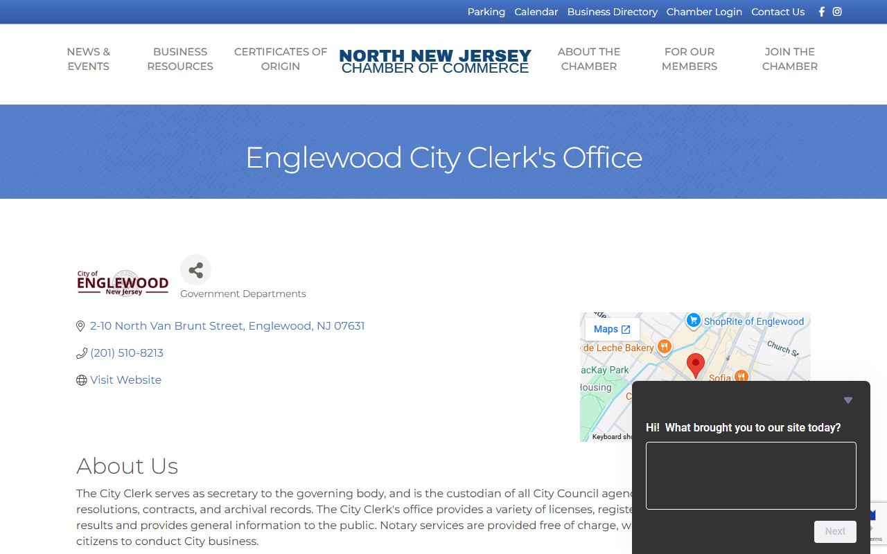 Englewood City Clerk office page for OPRA and people search records