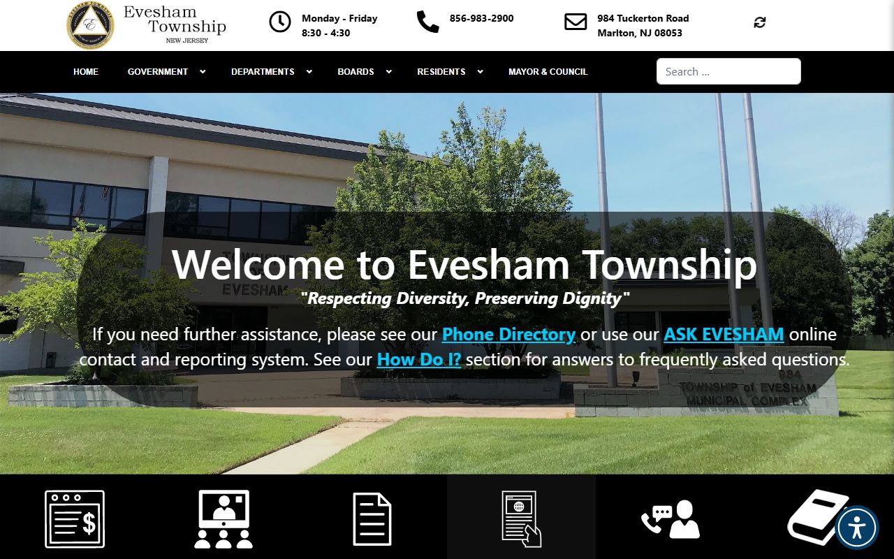 Evesham Township website for people search records and local services
