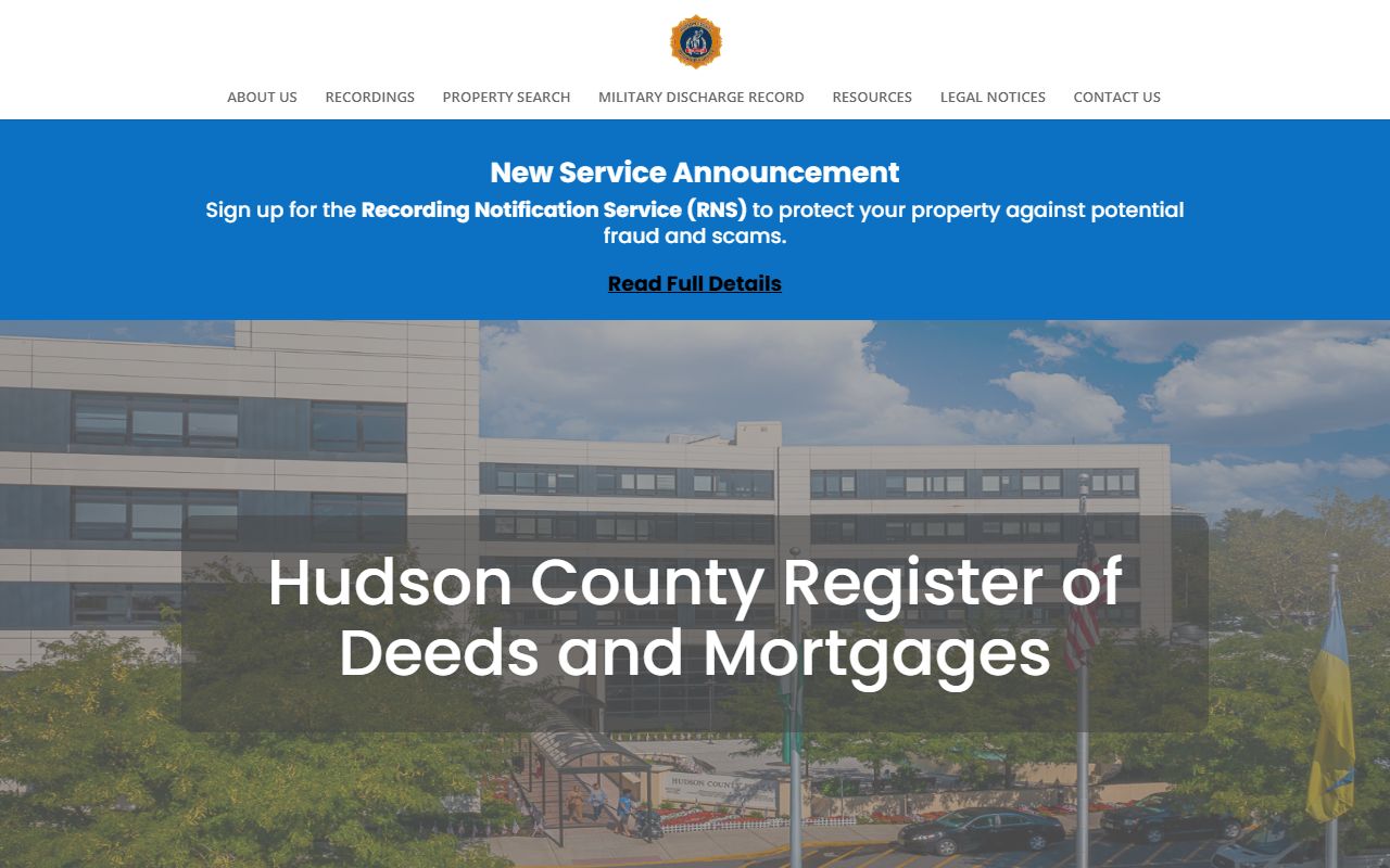 Hudson County Register land records for people search