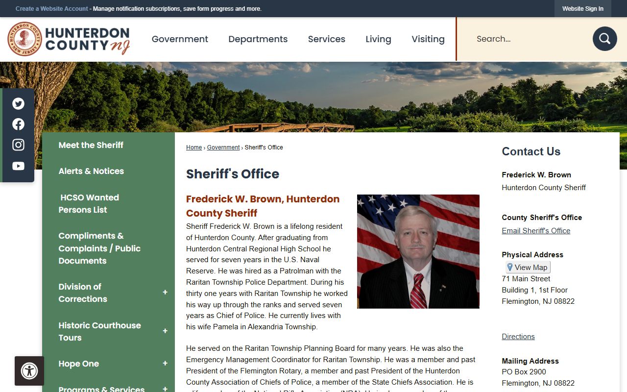 Hunterdon County Sheriff Office services for people search records