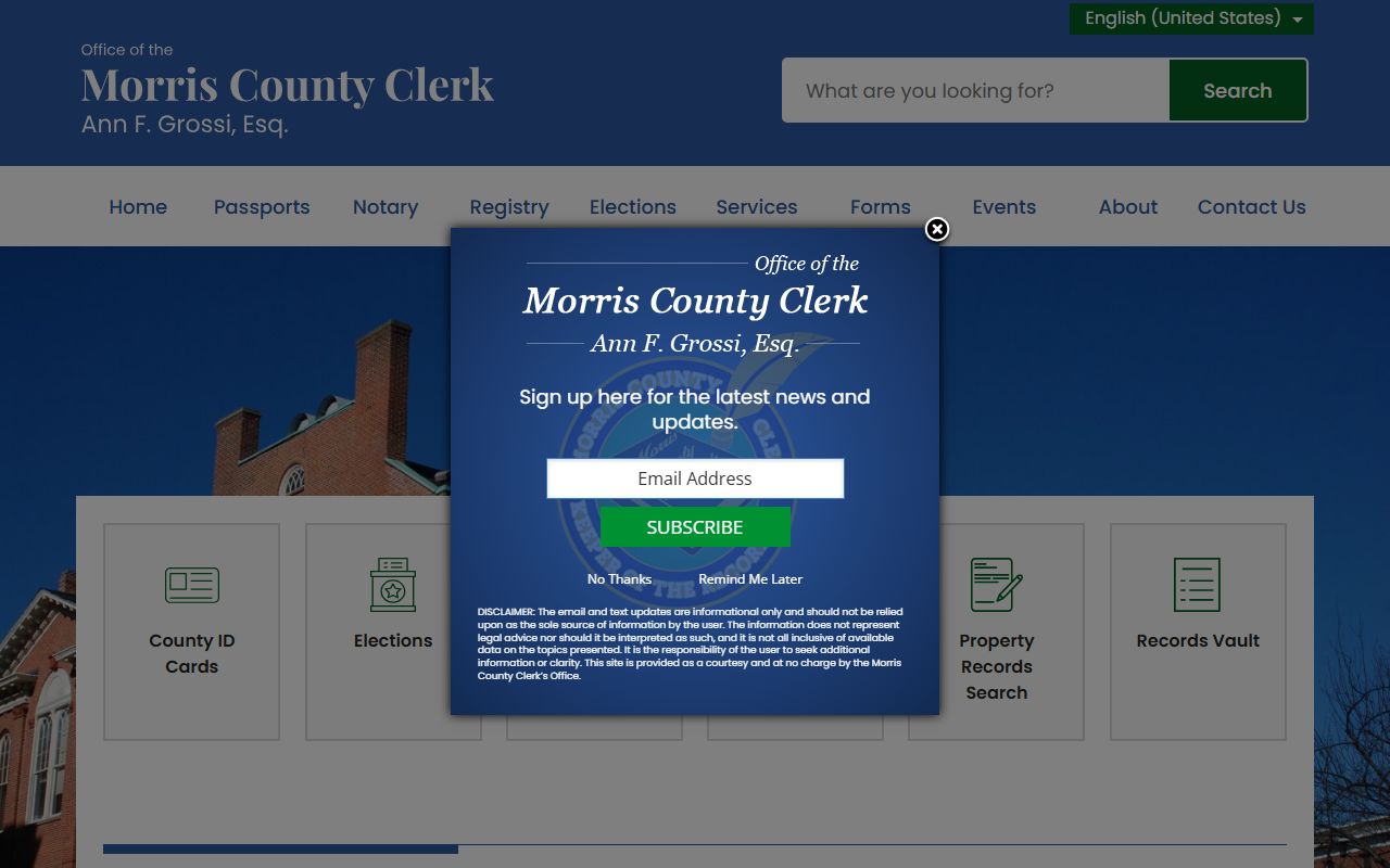 Morris County Clerk land records portal for people search